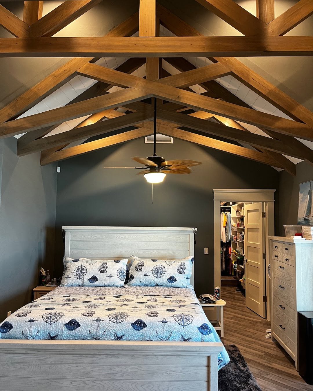 Detailed historic colonial interior woodwork and wainscoting freshly painted