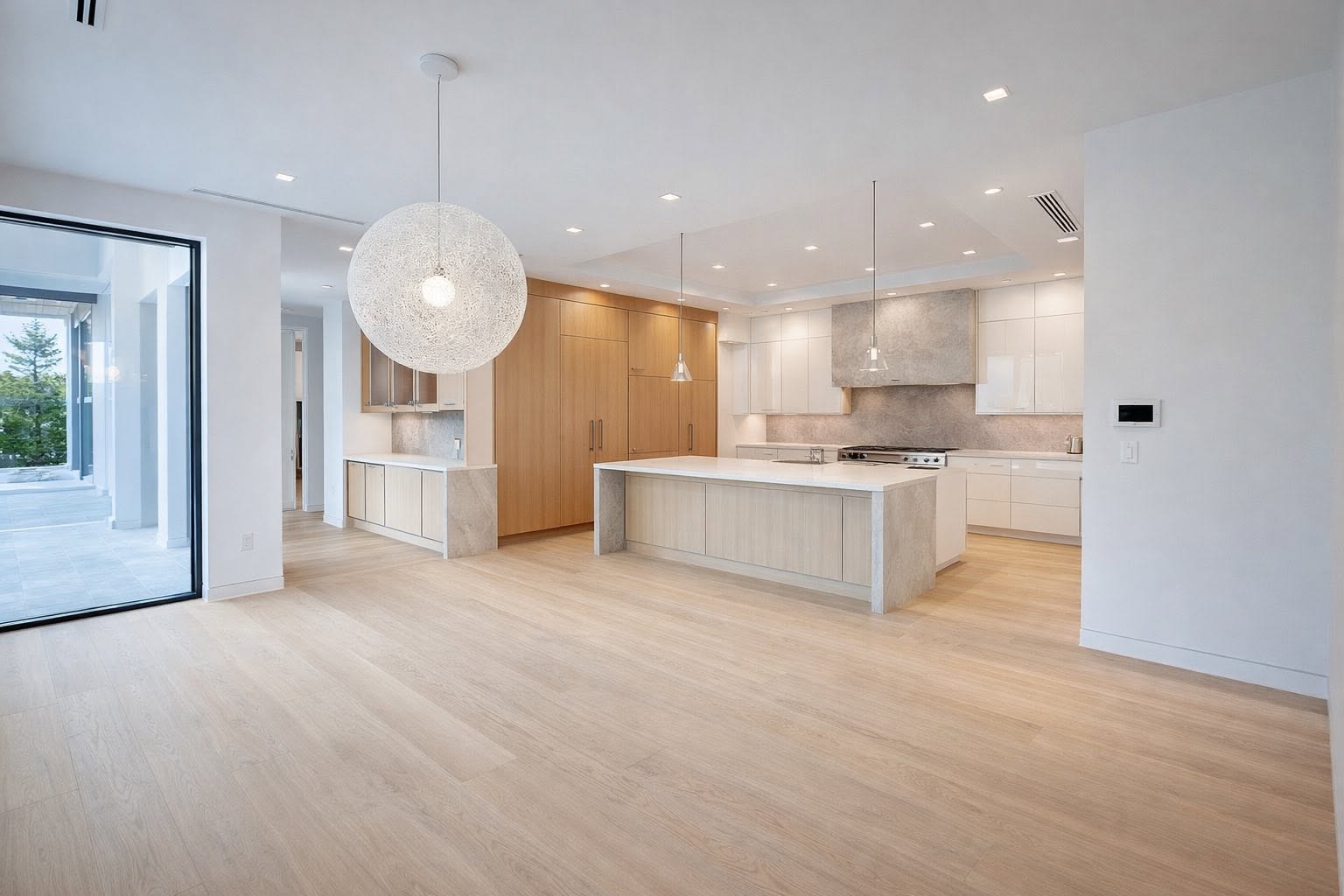 Transformed kitchen cabinetry with smooth satin off-white finish